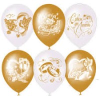M 12"/30см Перламутр White + Металлик Gold Свадебная тематика (растр) 2ст. рис