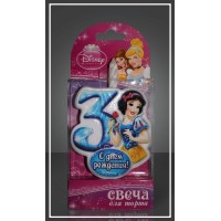 Свеча-цифра для торта 3 Disney "Принцесса Белоснежка"